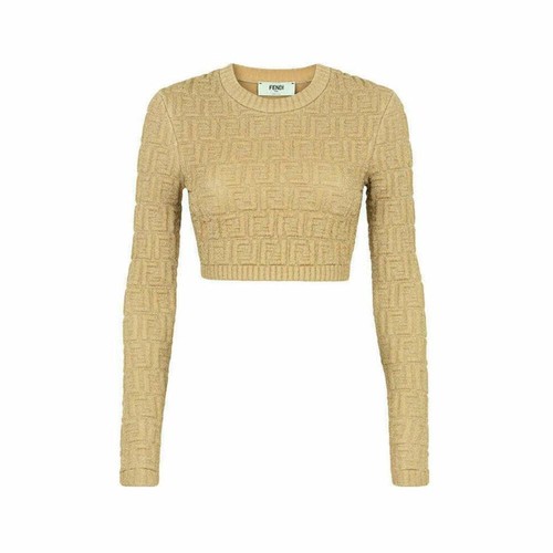 Fendi gold embossed top in - gold,